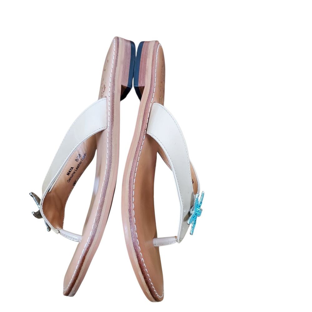 Juno Shoe Girl Maya Jeweled Starfish Thong Sandals EU 38 US 8 Leather Tan Shoe - Picture 6 of 11